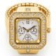 Handmade Stainless Steel 18K Gold Studded Ring Watch